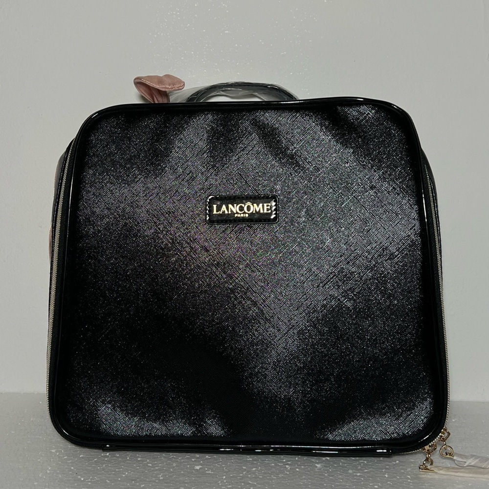 NWT Lancôme Paris Black Shiny Makeup Bag